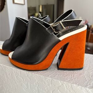 Stylish Black and Orange Women's Heels